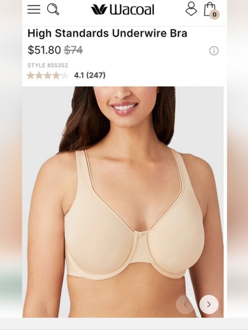 Wacoal High Standards Underwire Bra in Nude Beige
